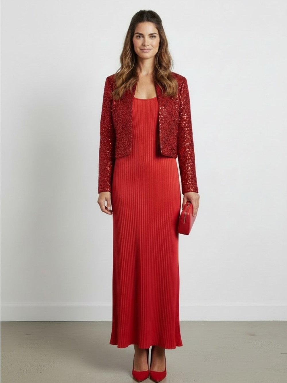 Banana Republic Red Pleated Maxi Dress Spaghetti Strap Size 10